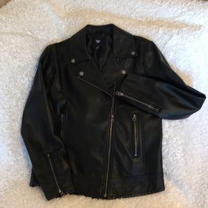 Black, Faux Leather, Moto Jacket. NWOT. Sz8